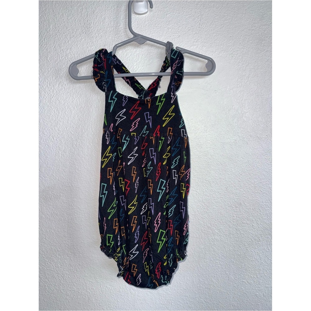 Posh Peanut Black Lightning Bolt Print One-Piece Bodysuit